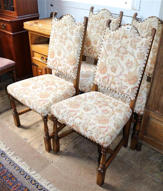 Set 4 oak framed dining chairs